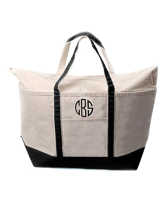 Canvas Boat Tote Bag with Monogram {Yellow}