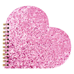 Pink Glitter Heart-Shaped Notebook